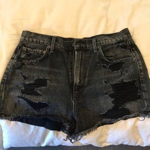 Agolde black cut off shorts